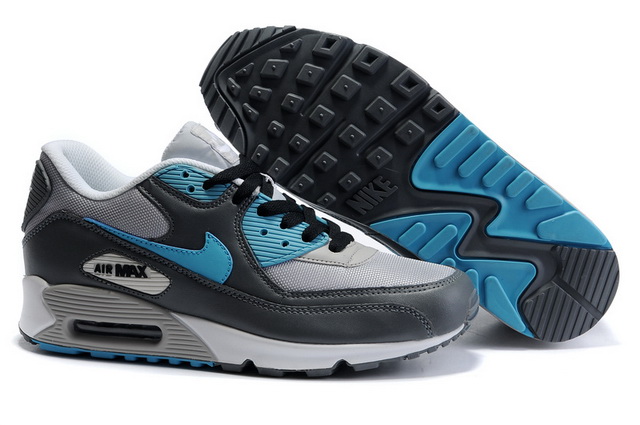 Mens Nike Air Max 90 Mesh Grey Light Blue Shoes - Click Image to Close